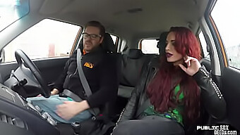 British Babe Gets Oral From Her Teacher In A Car